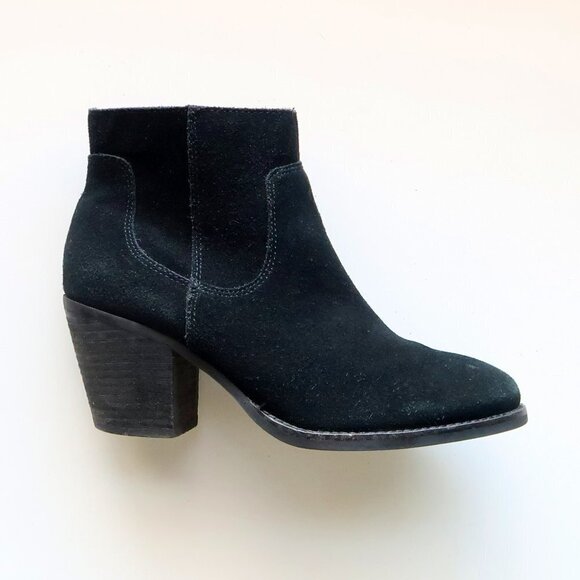 Seychelles Black Suede Leather Round Toe Block Heel Ankle Boots / Booties 7.5 - Picture 8 of 16
